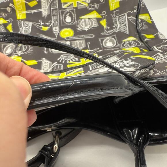 Lulu by Lulu Guinness London Print Tote Bag w/ Pouch Matching Black Yellow White - Picture 4 of 16